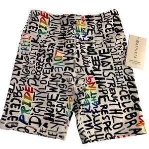 Athleta Train Shorts Womens Medium Elation Equality Yoga Biking Pride LGBT